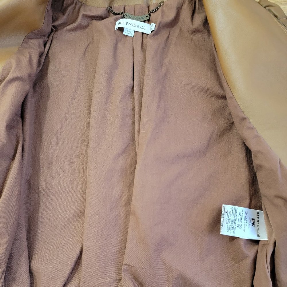 See by Chloe Caramel Color Leather Jacket/Coat-NWOT - Picture 9 of 13